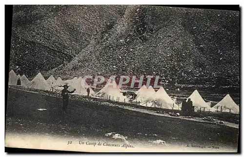 Cartes postales Militaria Un camp de Chasseurs Alpins