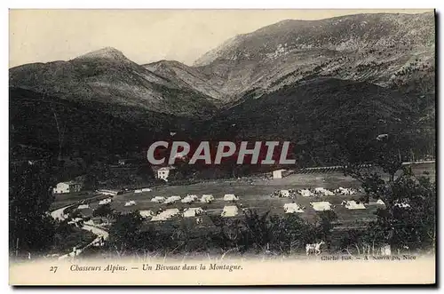 Cartes postales Militaria Chasseurs Alpins Un bivouac dans la montagne