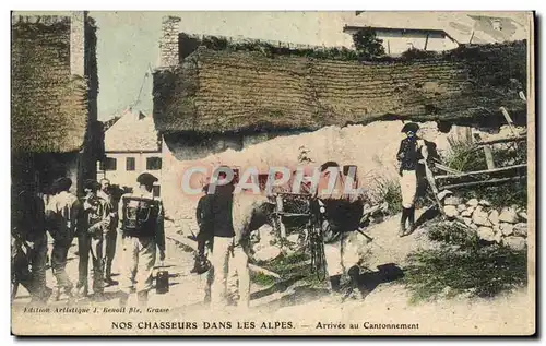Ansichtskarte AK Militaria Chasseurs Alpins dans les Alpes Arrivee au cantonnement