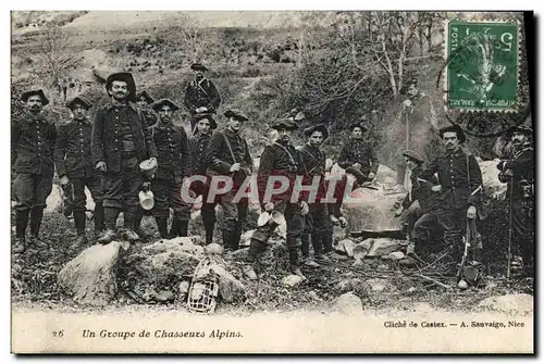 Cartes postales Militaria Un groupe de Chasseurs Alpins