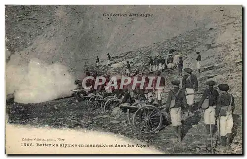 Cartes postales Militaria Chasseurs Alpins Batteries alpines en manoeuvres dans les Alpes