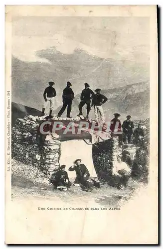 Cartes postales Militaria Chasseurs Alpins Une cuisine de chasseurs dans les Alpes