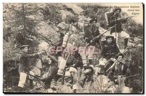 Ansichtskarte AK Militaria Groupe de Chasseurs Alpins dans les Alpes