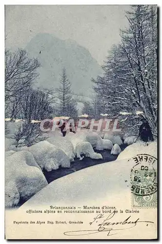 Cartes postales Militaria Chasseurs Alpins Brianconnais Marches d&#39hiver officiers alpins en reconnaissance au