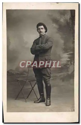 CARTE PHOTO Militaria Chasseurs Alpins (n�3 sur le col)