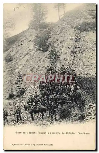 Ansichtskarte AK Militaria Chasseurs Alpins faisant la descente du Galibier