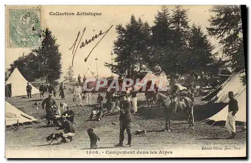 Cartes postales Militaria Chasseurs Alpins Campement dans les Alpes