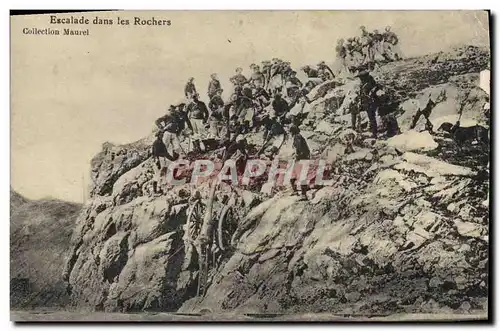 Cartes postales Militaria Chasseurs Alpins Escalade dans les rochers