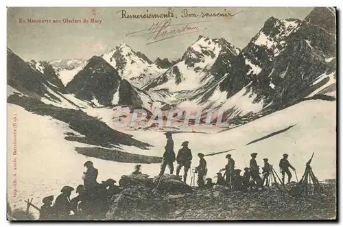 Cartes postales Militaria Chasseurs Alpins En manoeuvres aux glaciers de Mary