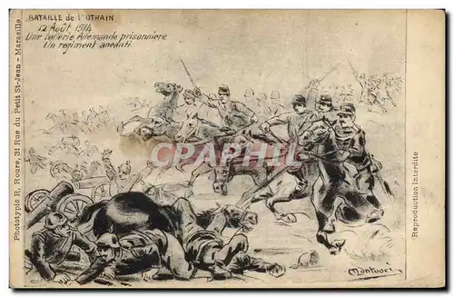 Cartes postales Militaria Bataille de l&#39Uthain 12 aout 1914 Une batterie allemande prisonniere