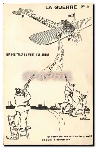 Cartes postales Militaria La guerre Une polittesse en vaut une autre Avion