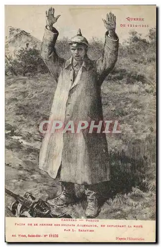 Cartes postales Militaria Facon de se rendre des soldats allemands en implorant la pitie