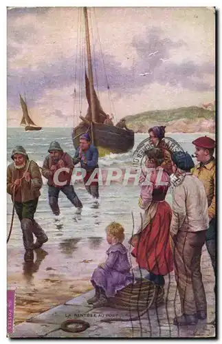 Cartes postales La rentree au port Enfants Bateau