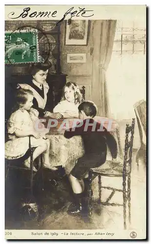 Cartes postales Salon de 1909 La lecture Alkan Levy