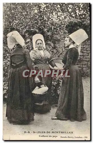 Cartes postales Folklore St Leger de Montbrillais Coiffures du pays