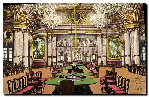 Cartes postales Monte Carlo Salle de jeu Roulette Casino