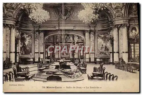 Cartes postales Monte Carlo Salle de jeux La roulette