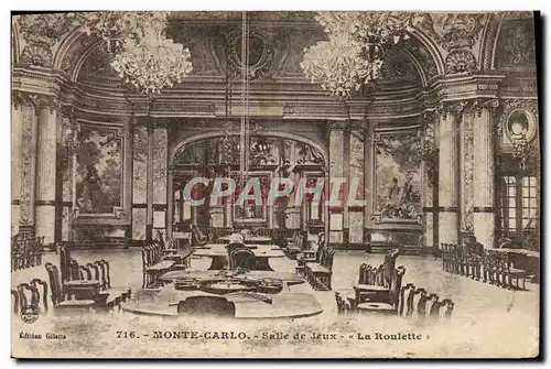 Cartes postales Casino Monte Carlo Salle de jeux La roulette Casino Monte Carlo
