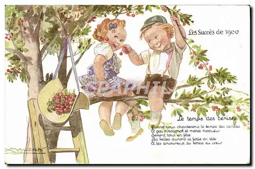 Ansichtskarte AK Fantaisie Illustrateur Enfants Les succes de 1900 Le temps des cerises Mauzan