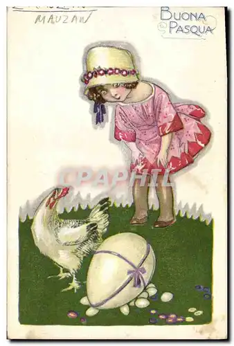 Cartes postales Fantaisie Illustrateur Enfant Poule Mauzan