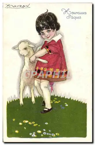 Cartes postales Fantaisie Illustrateur Mauzan Enfant Agneau