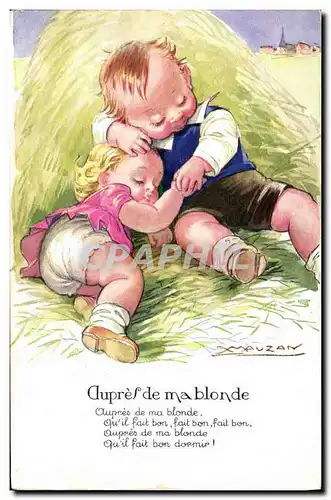 Cartes postales Fantaisie Illustrateur Mauzan Enfants Aupres de ma blonde