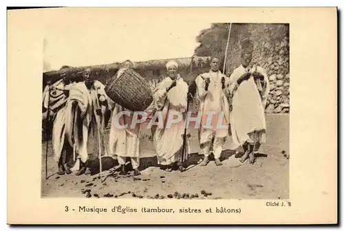 Cartes postales Folklore Musique d&#39eglise Tambour sistres et batons