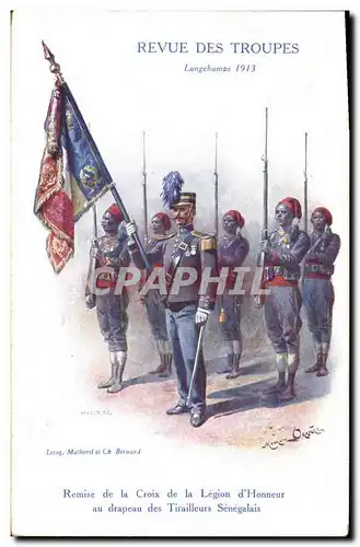 Ansichtskarte AK Militaria Revue des troupes Longchamps 1913 Remise de la Croix de la Legion d&#39honneur au drap