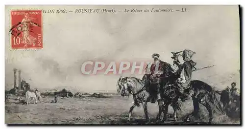 Cartes postales Salon 1909 Rousseau Le retour des fauconniers Faucon