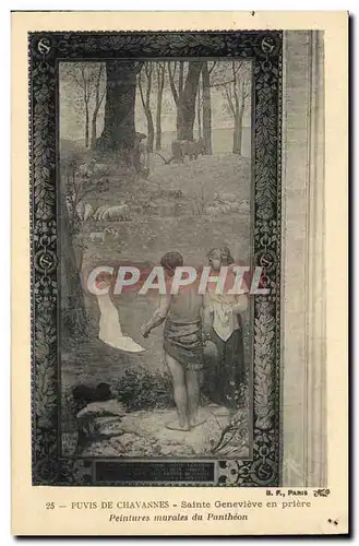 Cartes postales Puvis de Chavannes Sainte Genevieve en priere Peintures murales du Pantheon