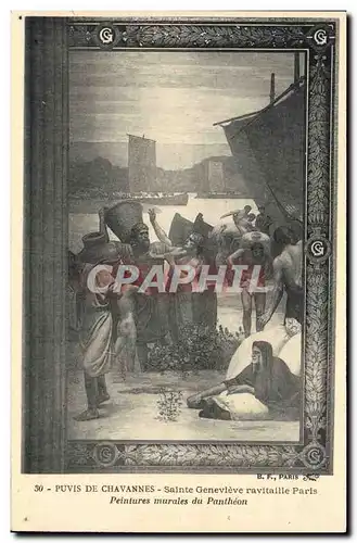 Cartes postales Puvis de Chavannes Sainte Genevieve ravitaille Paris Peintures murales du Pantheon