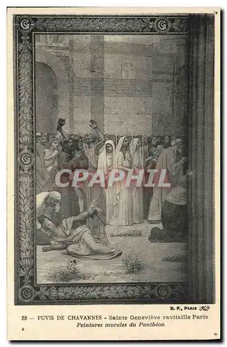 Cartes postales Puvis de Chavannes Sainte Genevieve ravitaille Paris Peintures murales du Pantheon