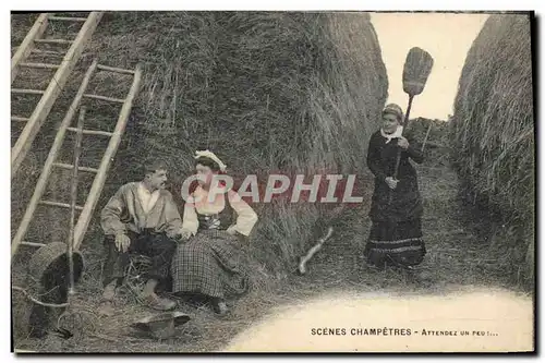 Cartes postales Folklore Scenes champetres Attendez un peu !