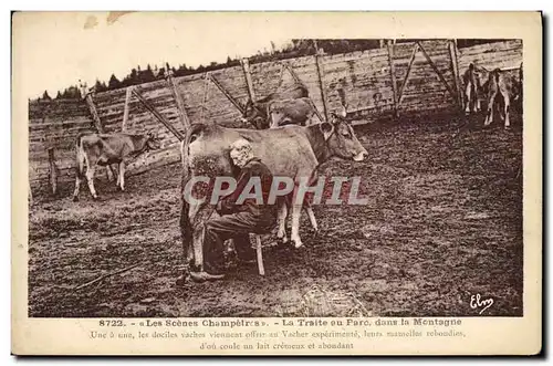 Ansichtskarte AK Folklore La traite au parc dans la montagne Vache