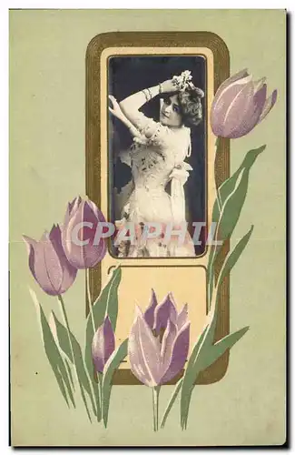 Cartes postales Fantaisie Illustrateur Femme Fleurs