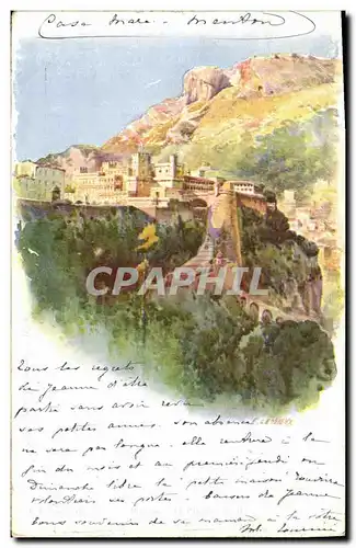 Cartes postales Fantaisie Illustrateur Monaco La palais
