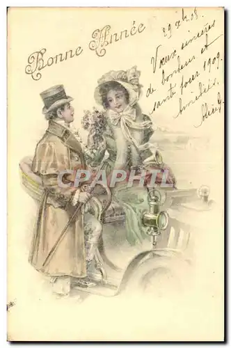 Ansichtskarte AK Fantaisie Illustrateur Femme Automobile