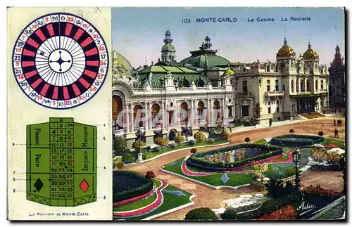 Cartes postales Casino Monte Carlo Le casino La roulette