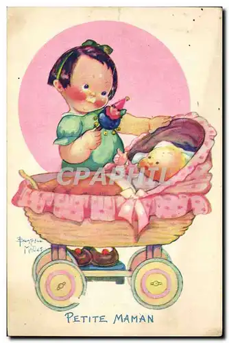 Cartes postales Fantaisie Illustrateur Mallet Enfant Poussette Petite maman