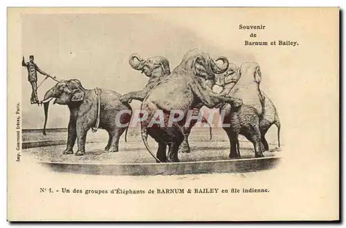 Cartes postales Cirque Barnum et Bailey Un groupe d&#39elephants en file indienne Elephant