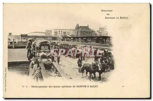 Ansichtskarte AK Cirque Barnum et Bailey Dechargement des trains speciaux Chevaux Clown