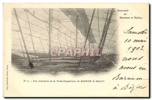 Cartes postales Cirque Barnum et Bailey Vue interieure de la tente hippodrome
