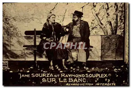 Cartes postales Cirque Jane Sourza et Raymond Souplex sur le banc Clown Clowns