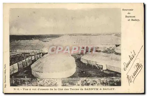 Cartes postales Cirque Barnum et Bailey Vue a vol d&#39oiseau de la Cite des tentes