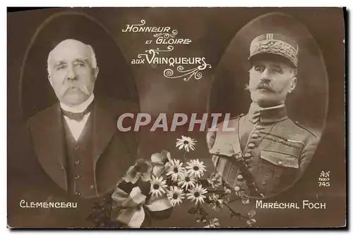 Cartes postales Militaria Clemenceau Marechal Foch