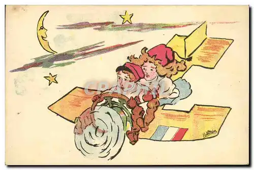 Cartes postales Militaria Enfants orphelinat des Armees Avion Lune