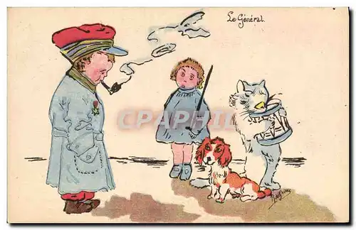 Cartes postales Militaria Enfants orphelinat des Armees Le general Chien