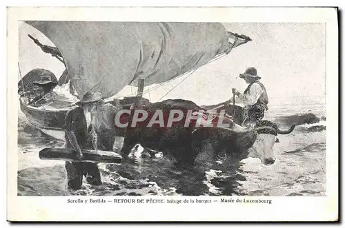 Cartes postales Sorolla y Bastida Retour de peche halage de la barque Musee du Luxembourg