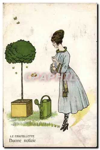 Cartes postales Fantaisie Illustrateur Femme La Farfalette