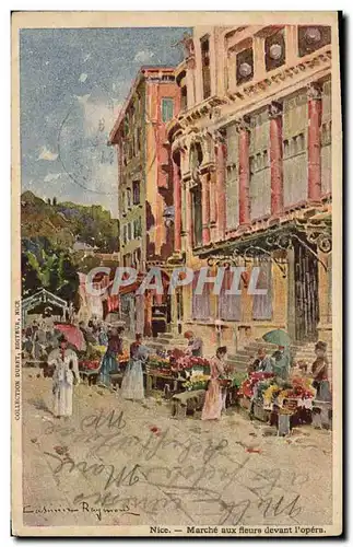 Cartes postales Fantaisie Illustrateur Nice Marche aux fleurs devant l&#39opera